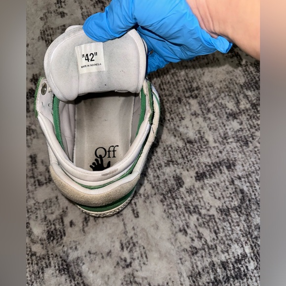 Off White Shoe Size 42 AS IS Green & White Suede Two Tone Sneaker Men's Shoes - Picture 5 of 6